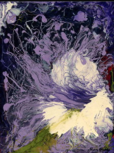 "Return to Source" is a colored resin abstract art piece.