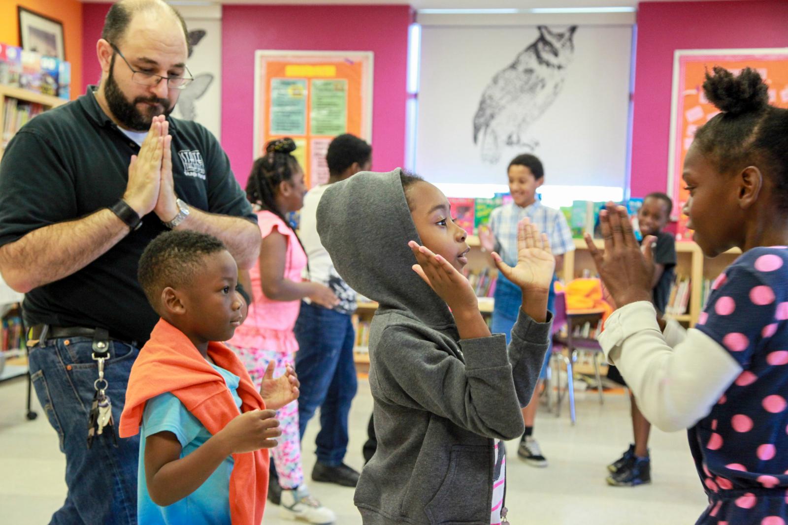 Story Tapestries Teaching Artist, Steven L. Barker at Westport Academy Elementary-Middle School, Baltimore sponsored by Young Audiences of MD