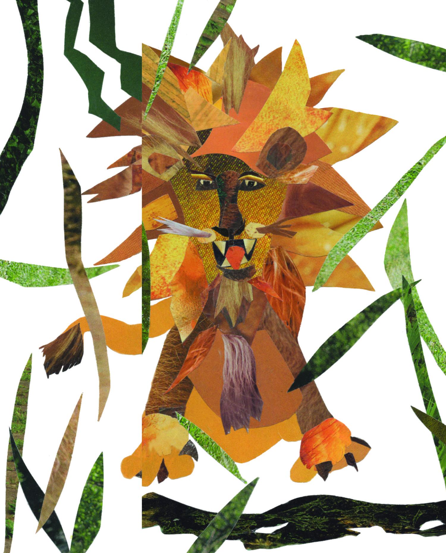 Hand-cut paper collage featured in the children's book, "TAPUM!"