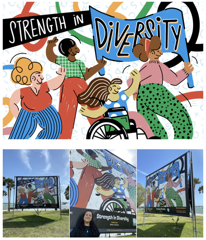 Selected artwork for Embracing Our Differences' 2022 Exhibit, Sarasota - FL.

Embracing Our Differences is an internationally recognized young artist program which intersects creativity, language skills, and diversity. This outdoor art exhibit on Sarasota's bay front features forty-five billboard size images (16 feet high), showcasing the talents of local and international student artists alike.

To see more:
https://www.embracingourdifferences.org/gallery/2022-gallery/strength-in-diversity/3056/?back=gallery