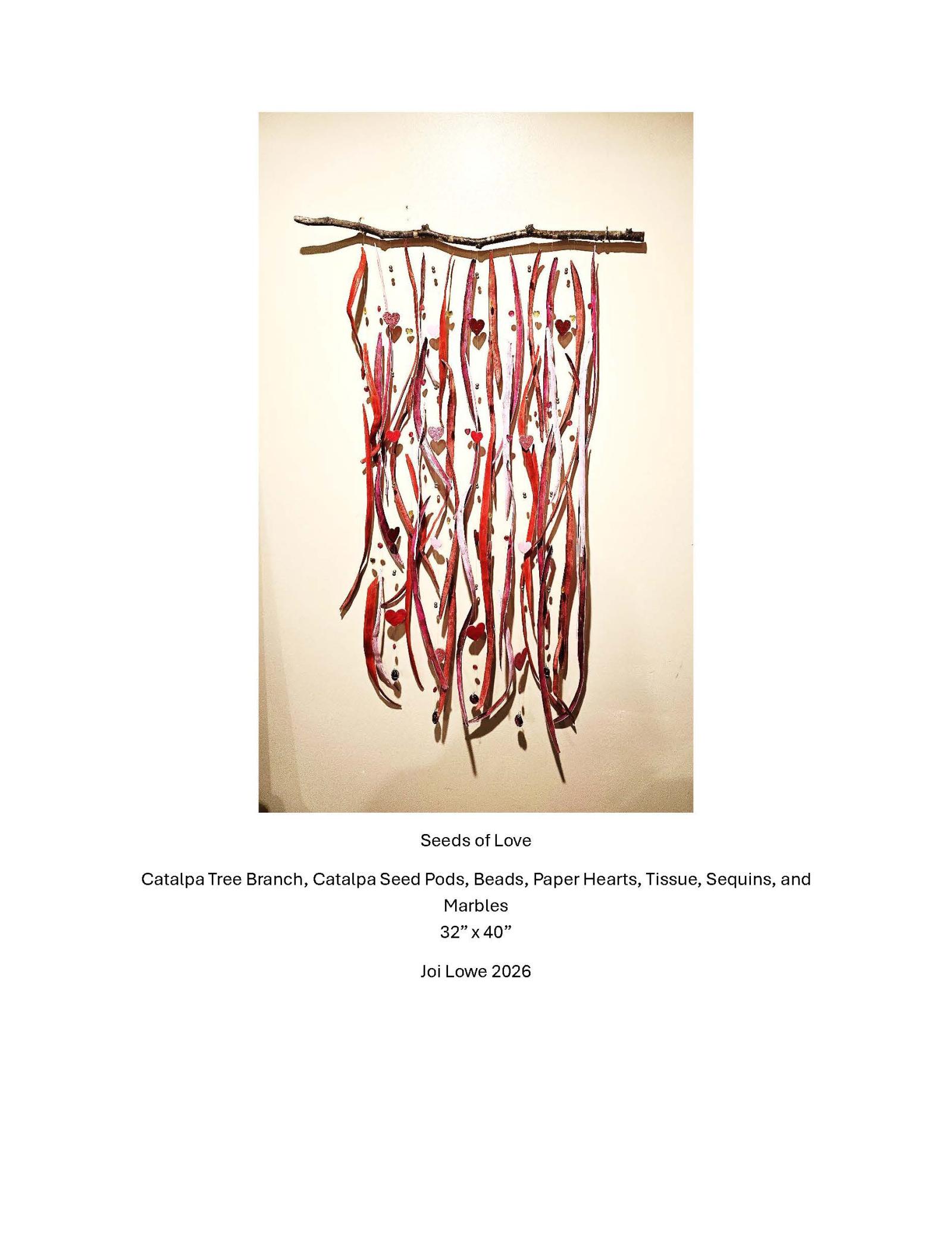 "Seeds of Love" is a collection of Northern Catalpa seed pods gathered from the Historic Sotterley plantation in Hollywood, Maryland. While working onsite in the fall of 2024, I became captivated by the pods scattered across the grounds, drawn to their unique bends, folds, and distinct textures. 

As I collected them, my thoughts turned to the generations of people who lived and labored on this land. I found myself wondering if those before, specifically the enslaved individuals who shaped this history, found the same quiet joy and beauty in these natural forms. This work is titled "Seeds of Love" to honor both my passion for these singular specimens and to offer a gesture of deep respect to the ancestors of this site.

