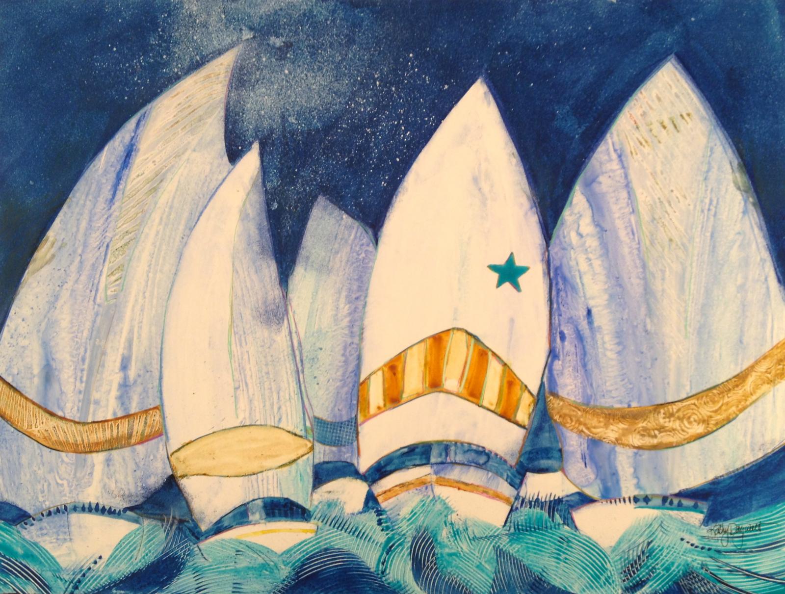 Sailboats in evening races