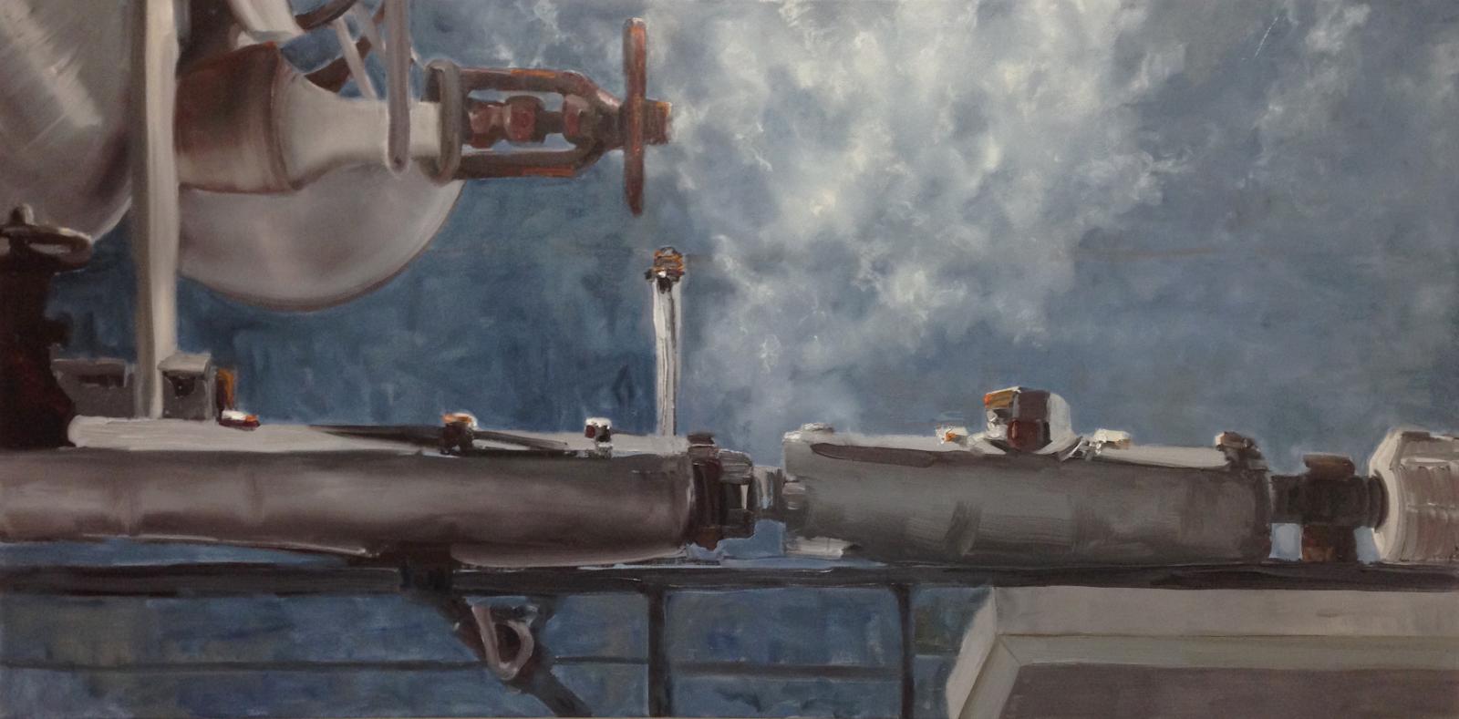 Steam heating system in underground parking garage next to Baltimore Museum of Art