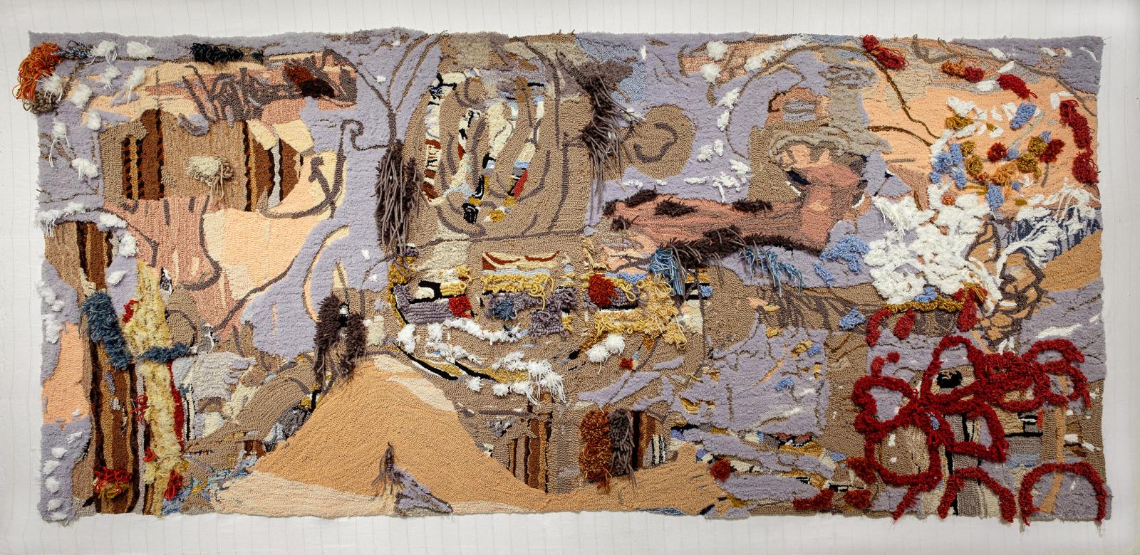 rug tufting and reverse punch needle on cloth,