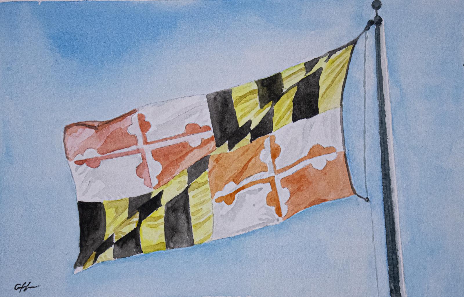 Original Watercolor of the Maryland flag.