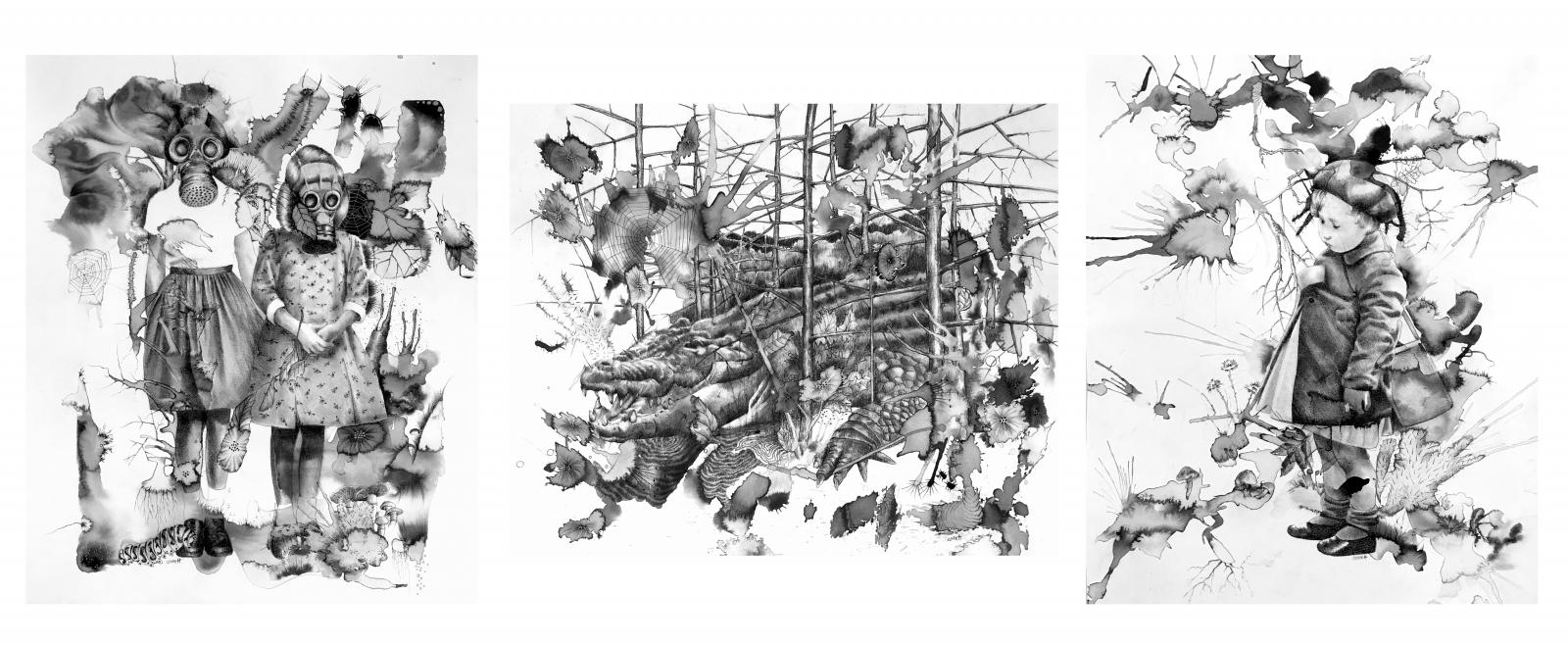 This is a triptych inspired by the AS Byatt short story, The Think in the Forest. It tells of three girls who meet at a country house where they have been sent during the London Blitz. In the nearby forest, they encounter an unnamed menace.