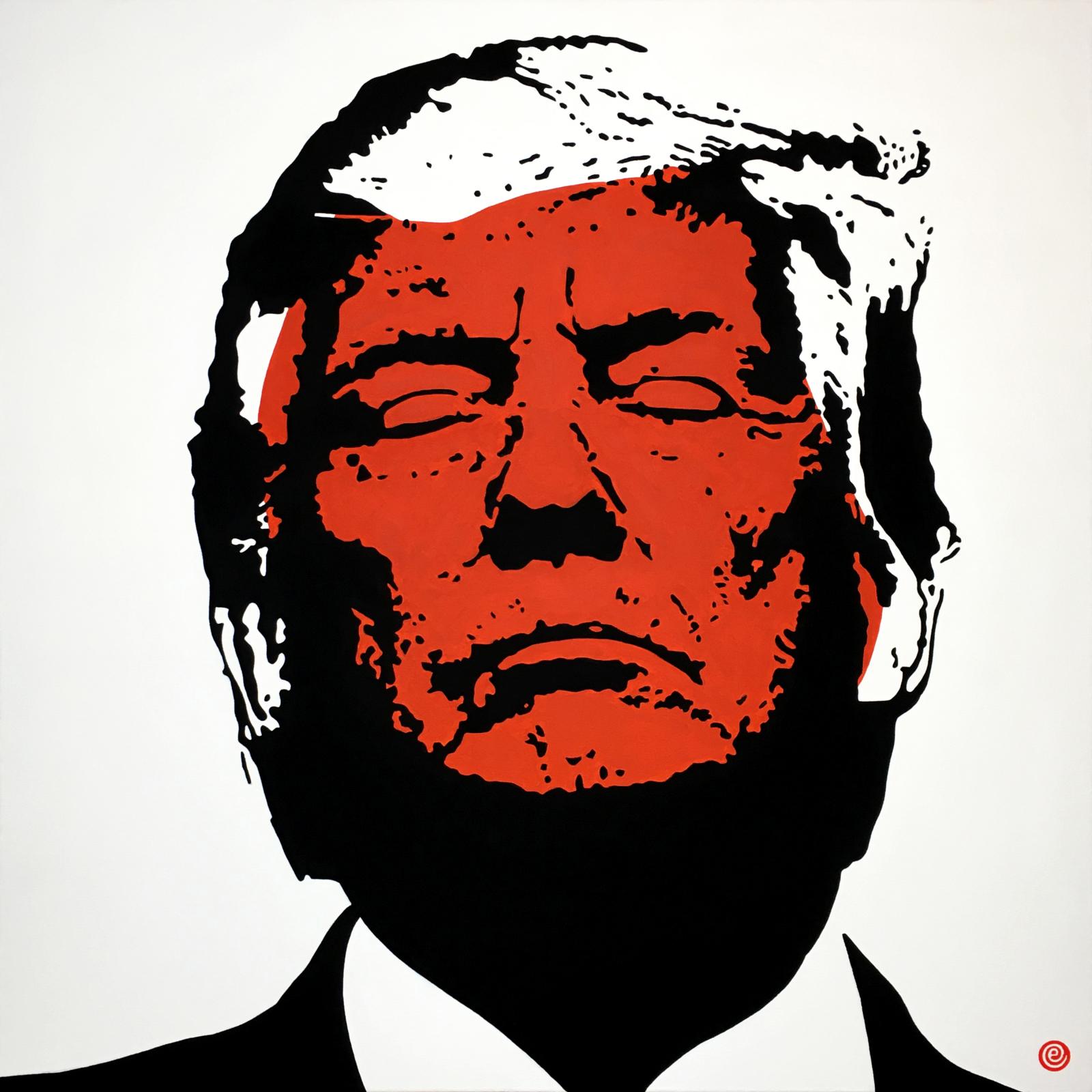 What is the difference between a death mask and the face of death? A death mask is about respect, the face of death is fear. I paint iconic oil-on-canvas paintings to illuminate injustice and to expose the abuse of power. My goal is to encourage and inspire people to take action for a positive change. “We all have a voice, my art is mine.”
I developed the most exquisite brick orange exclusively for this painting. You have to see it live to be able to fully appreciate it!
I paint iconic people and topics that have had an impact on me or our society.
I paint oil on canvas, but often I use gold leaf or ultrablack matt acrylic paint for effect.
The painting is signed on the back and has my “e” symbol on the front.
My paintings always continue around the sides, so they can be hung unframed.