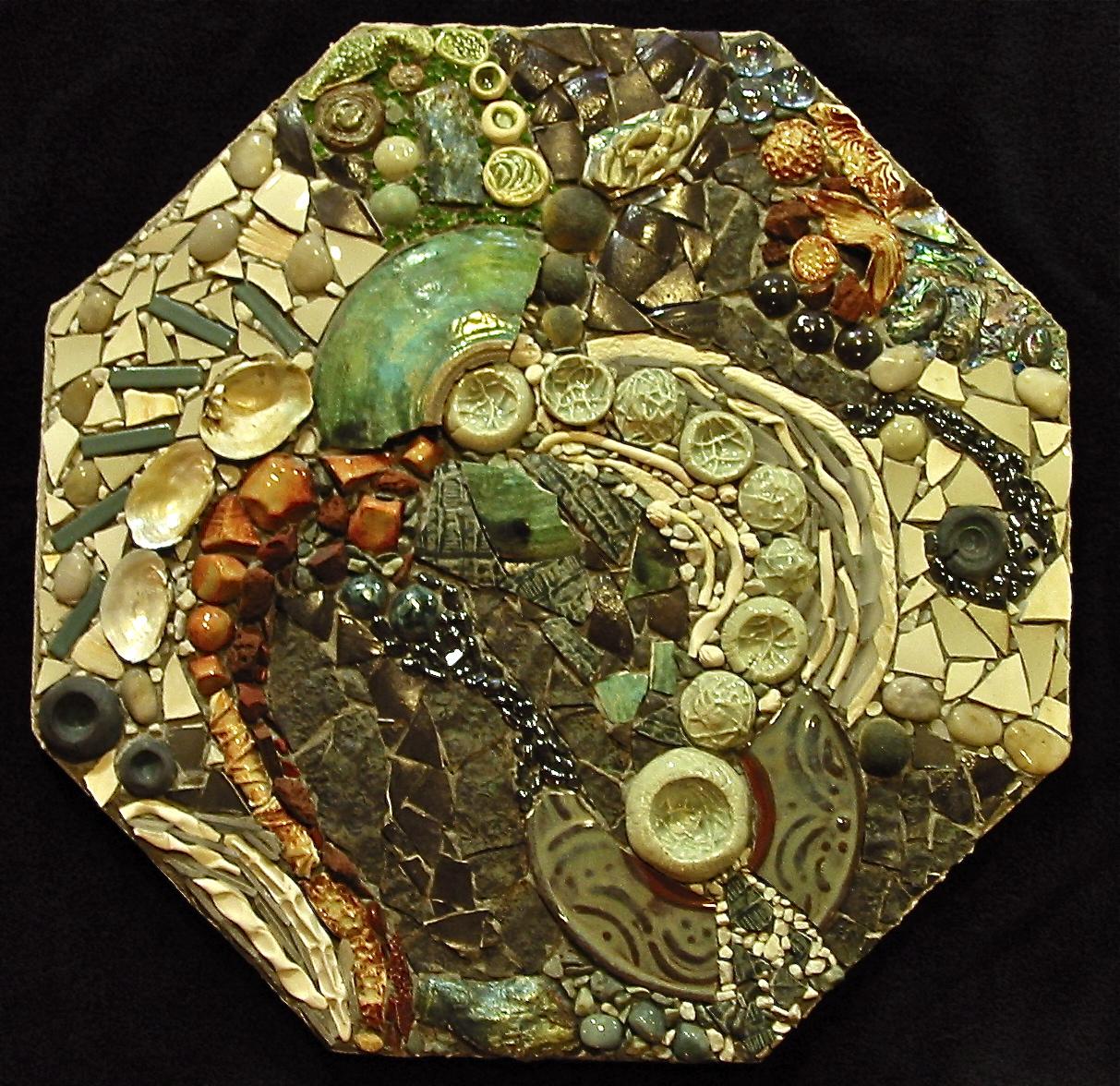 Found and formed ceramic, glass, stone, and shell