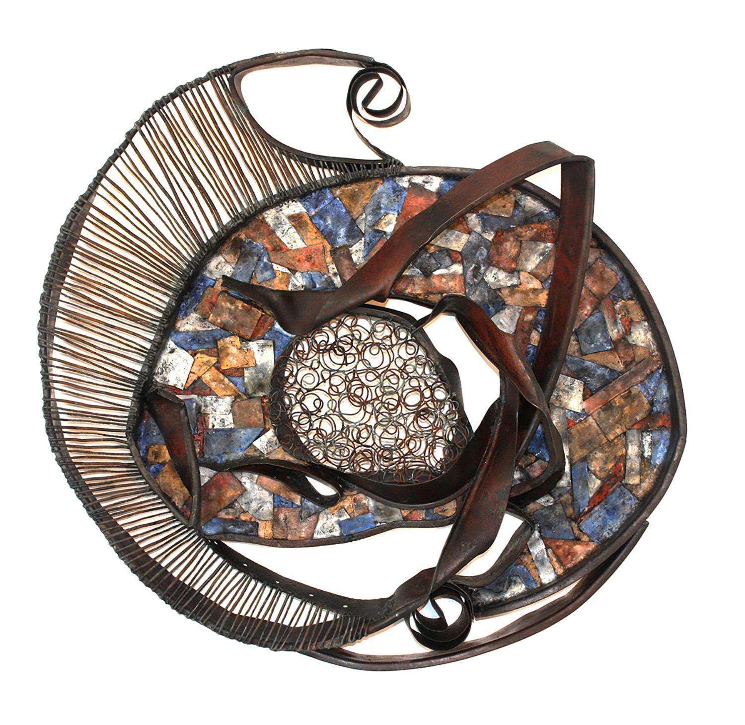 Untitled 35 is a piece that is left up to interpretation. It could resemble rivers, patterns or an aerial overview. It is an organic shape.
The steel in itself are channels leading your eye in and out of solid spaces. The patina is rustic with tones of subtle color.