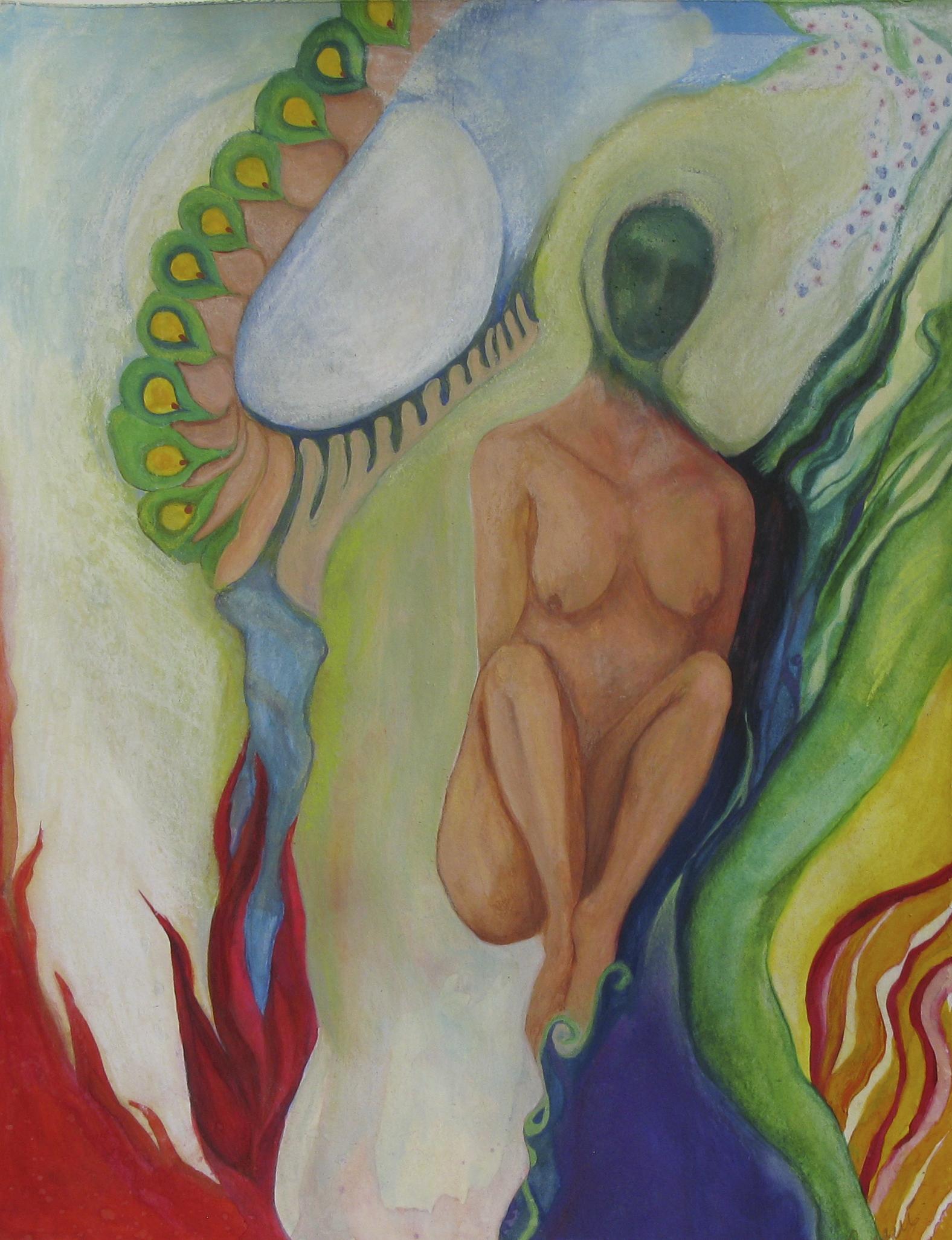 a female nude in abstract setting