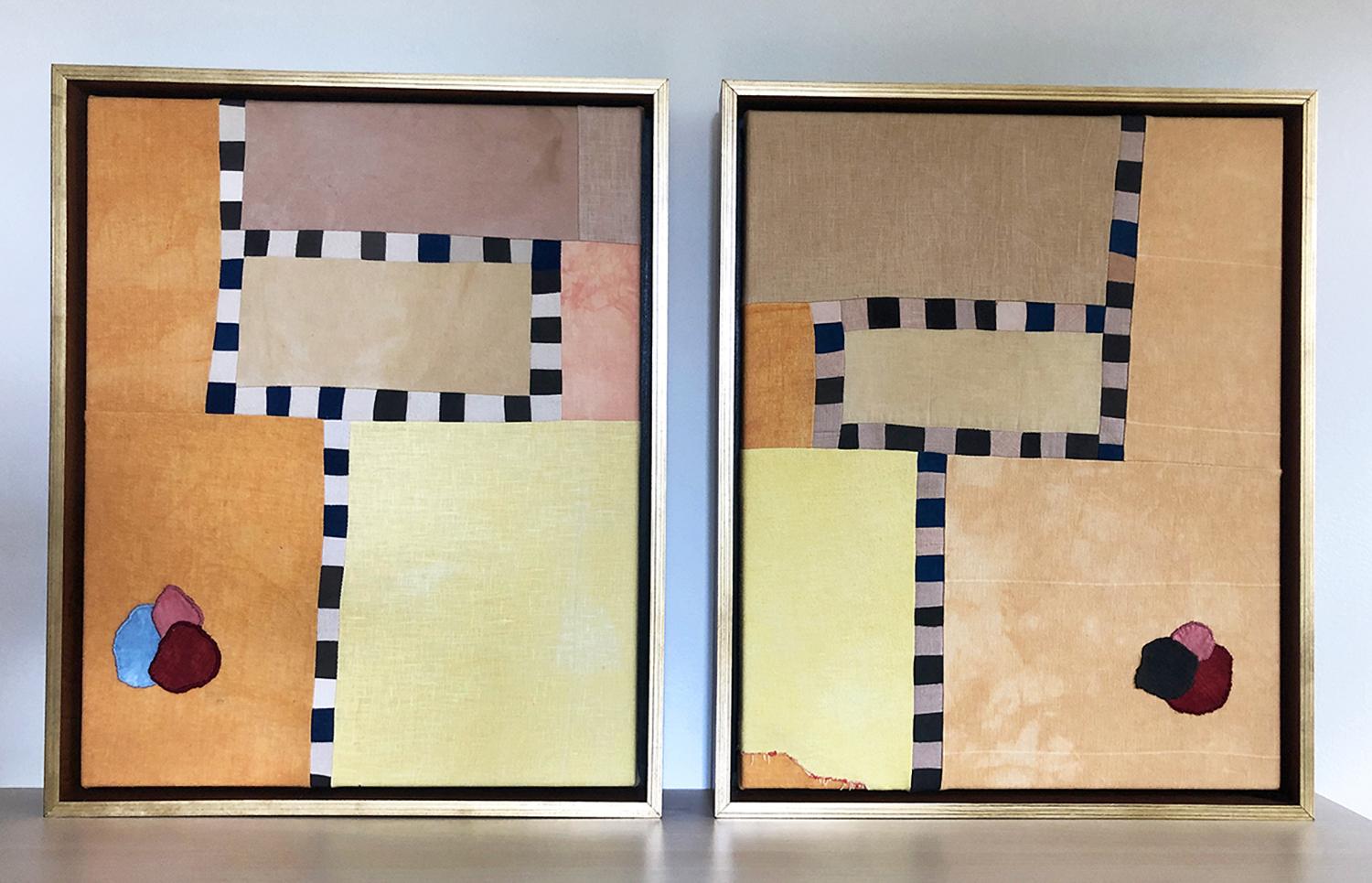 Plant-dyed textile stretched in a float frame with mahogany wood and a distressed gold leaf face.
Inspired by the Bandy Bandy snake's defense mechanism of looping its body to detract predators. 