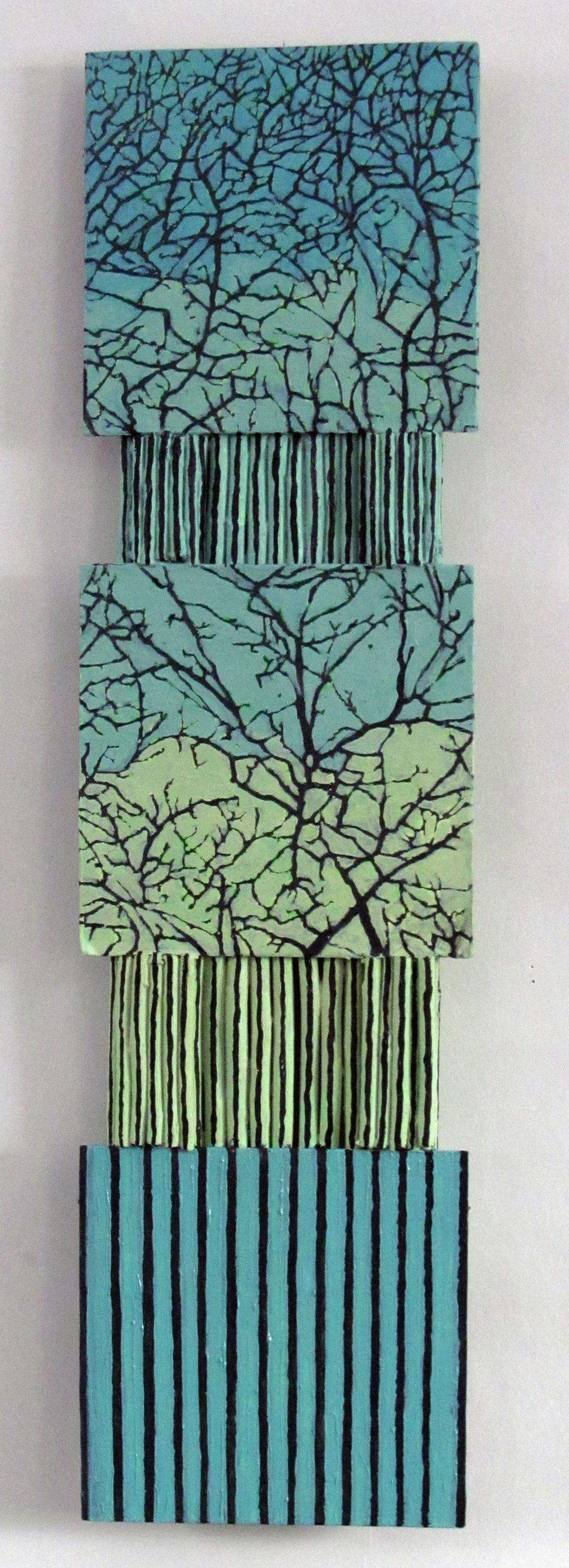 Oil on board and branches