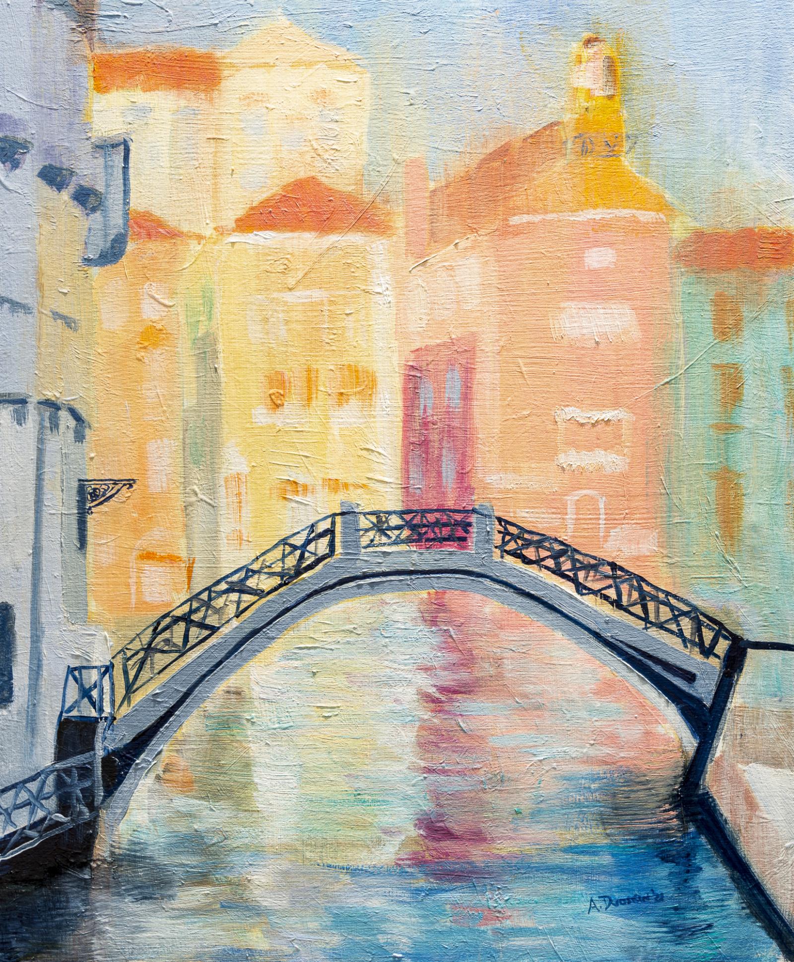 Focus on bridge across Venice side street.