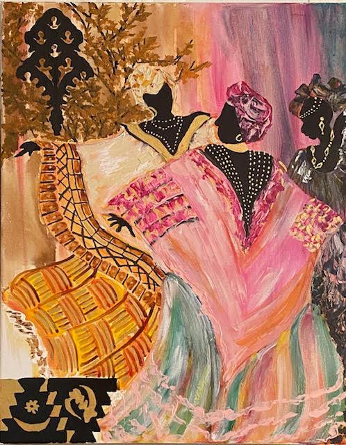 This is one of over 50 drawings and paintings I have been creating since the 1990s. This one is recent (2024). There are symbols representing multiple cultures.