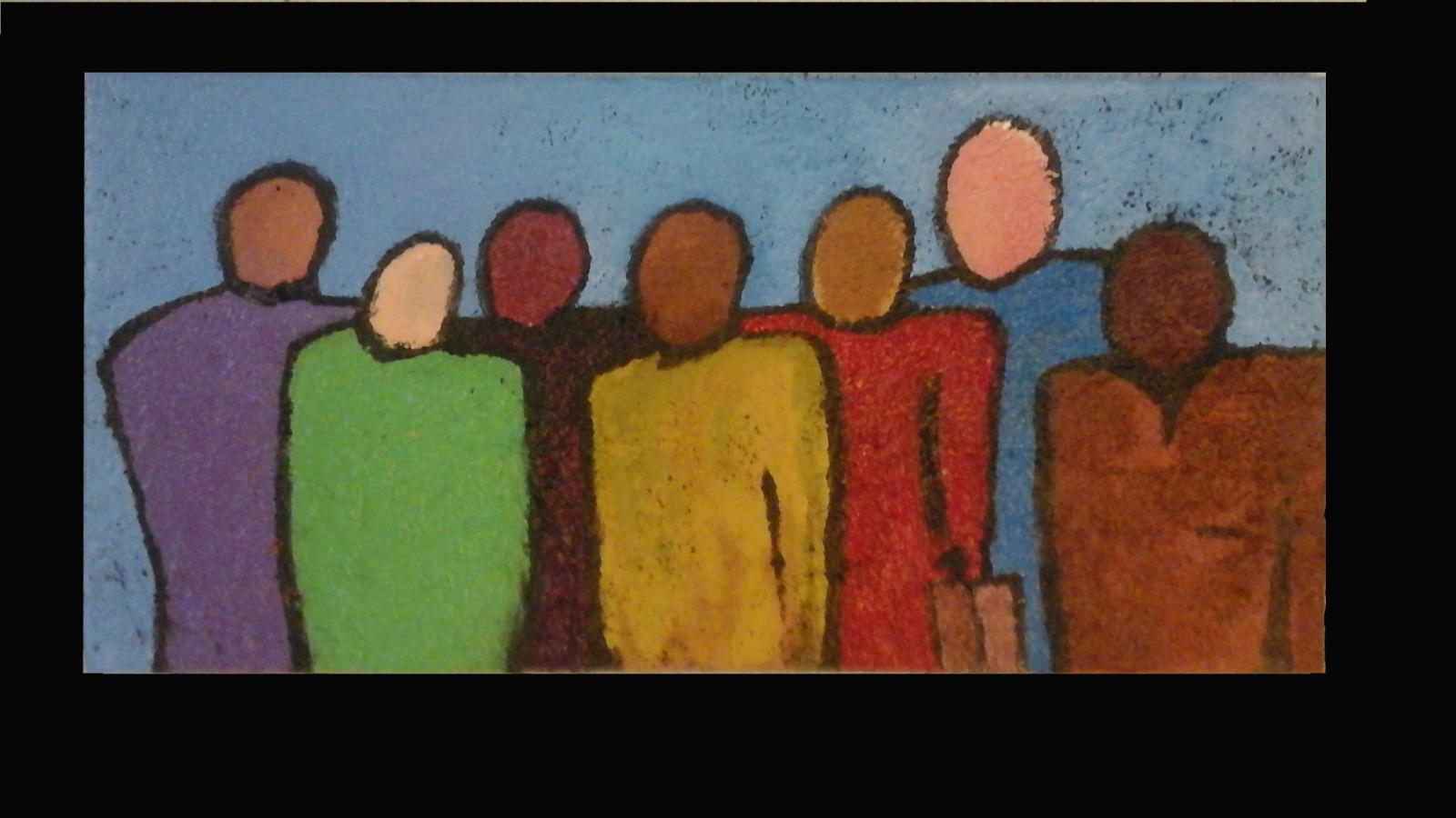 painting of a group.