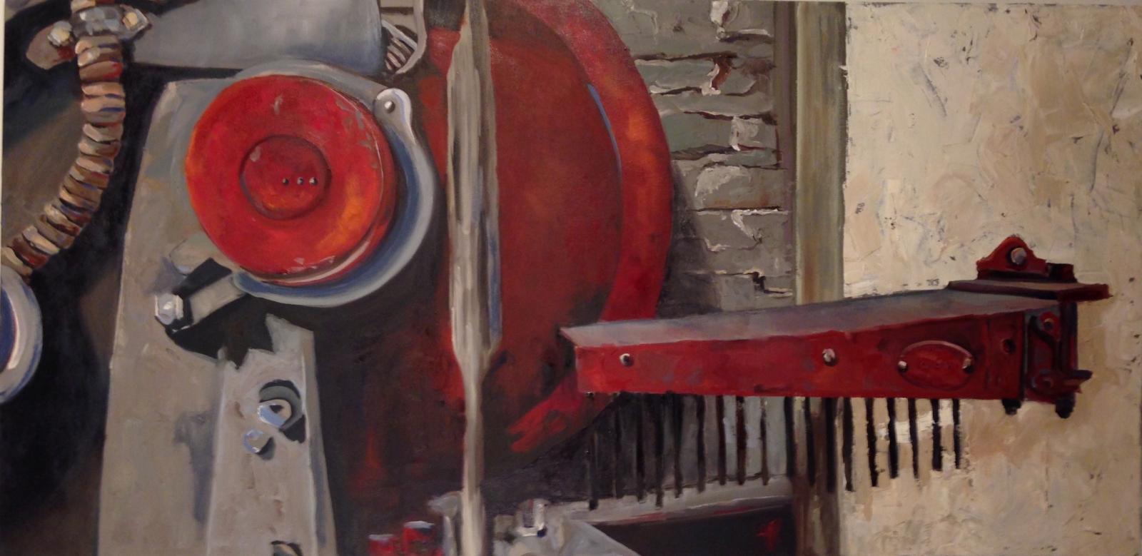 Obsolete Punch Press and Fire Hose Hanger pushed aside in converted art studios found in a Baltimore Warehouse