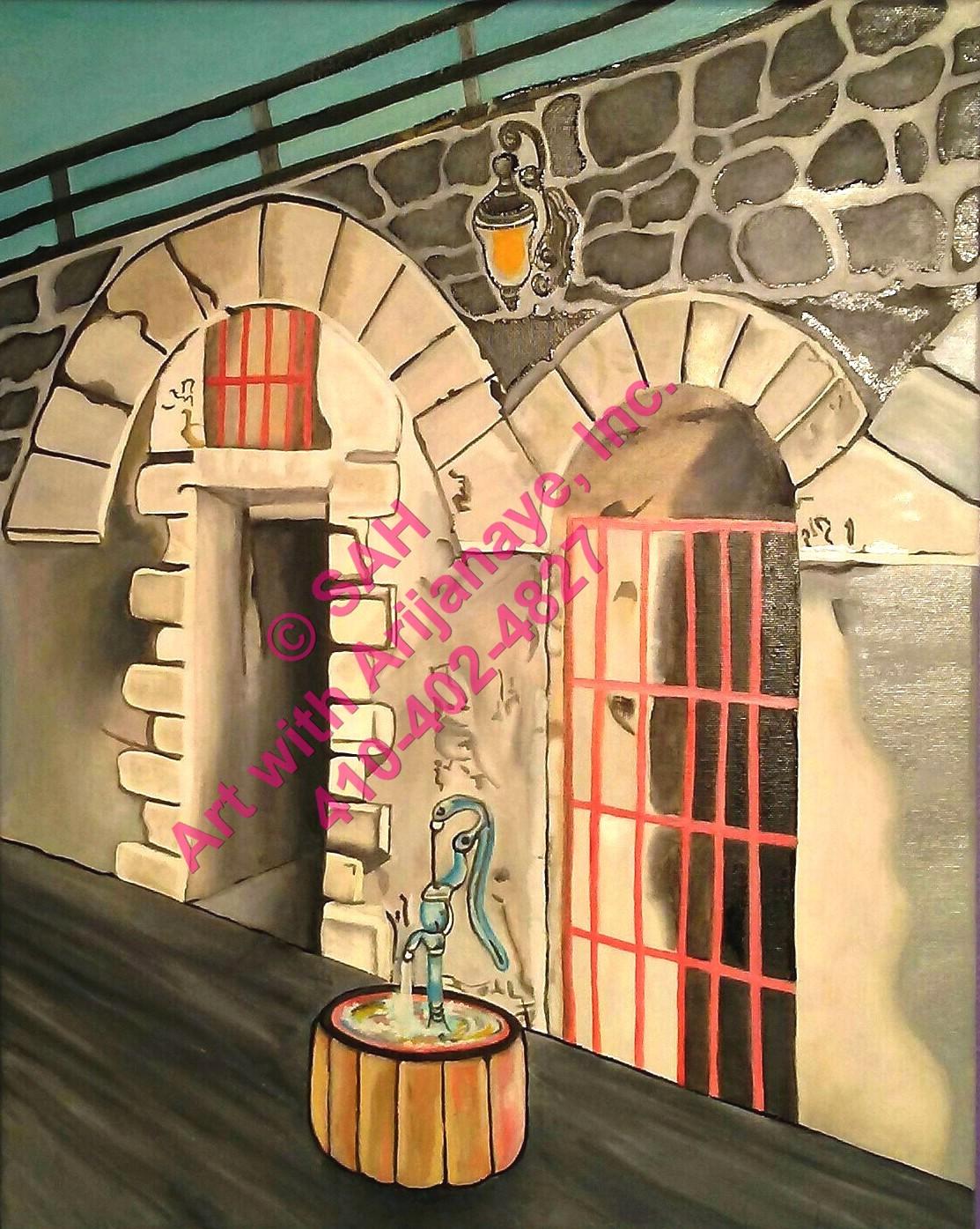 Landscape with wishing well