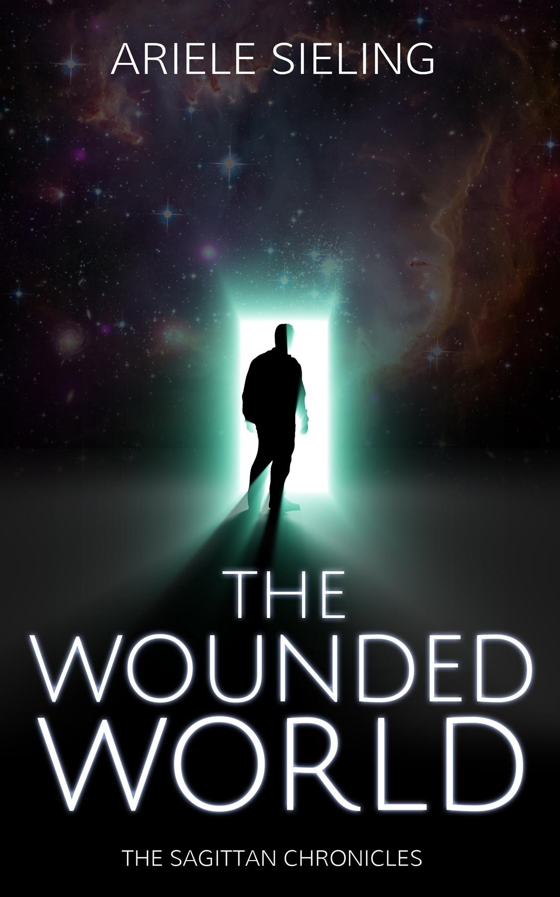 This is the cover of the science fiction novel, The Wounded World, book 1 in the Sagittan Chronicles series.