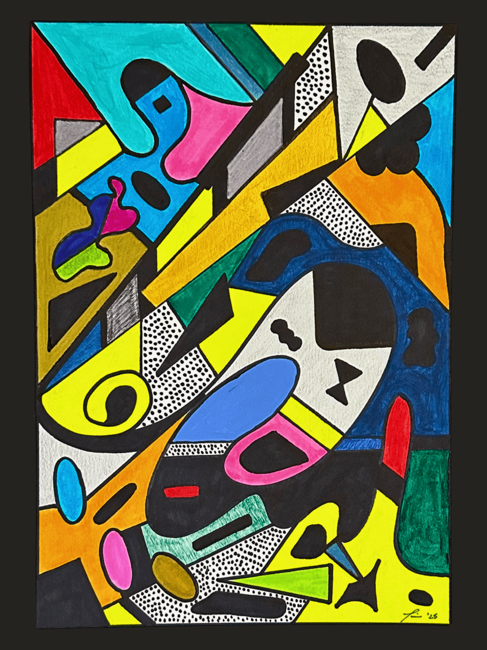 Inspired by the classic PSAs, this piece reframes the phrase through my own experiences with ADHD and pharmaceuticals. The dark regions represent parts of my mind that felt unreachable—fogged, suppressed, and dulled. In contrast, bursts of curved lines and vibrant color signal clarity, creativity, and the ongoing process of self-progress.