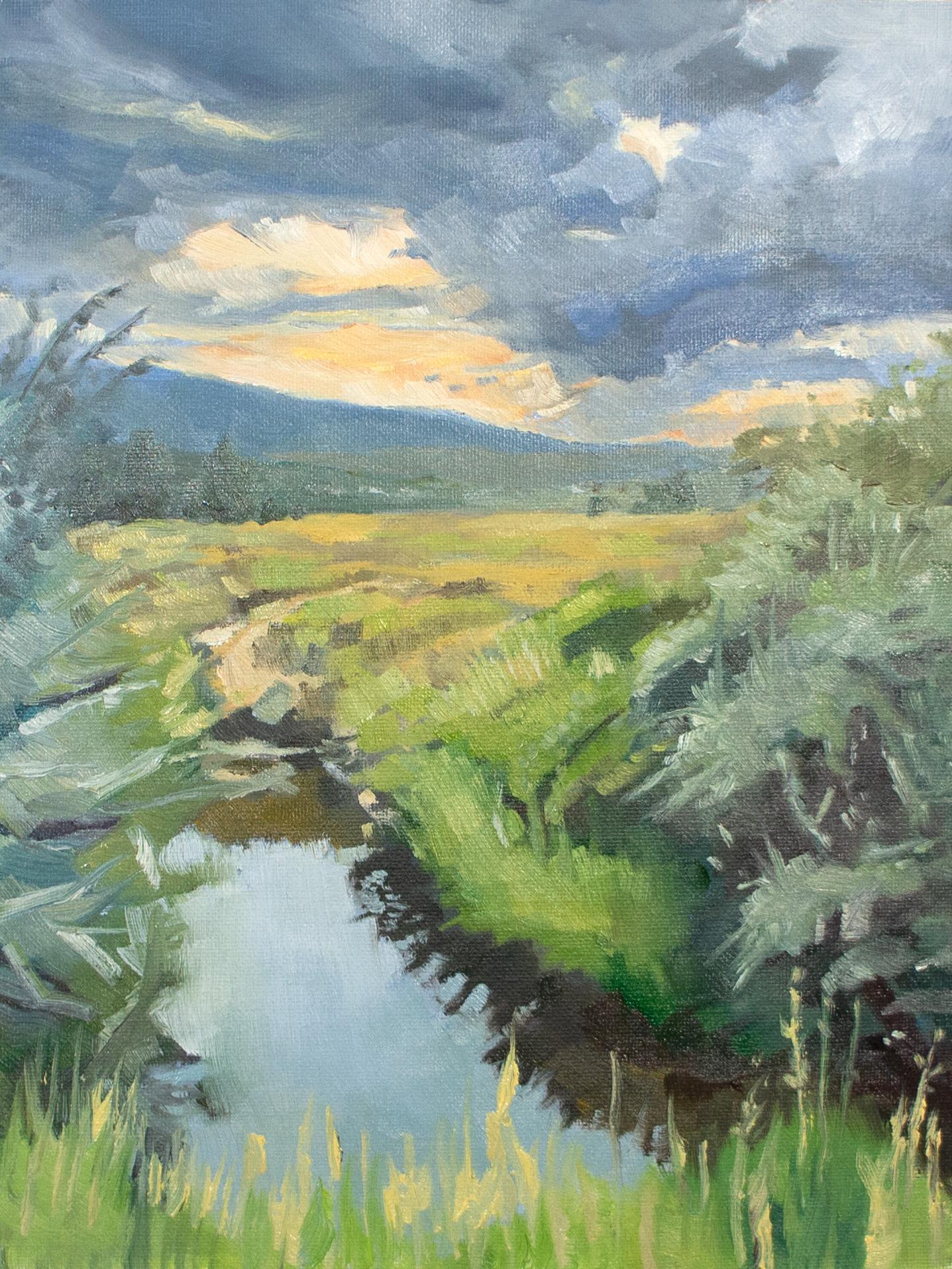 Where Dad and I Placed in an Arapaho Dance Contest, 2025. Oil on Canvas Panel, 12 x 9 in. Featured in my collection Light Fixtures, debuted at Gallery Blue Door in February 2026.