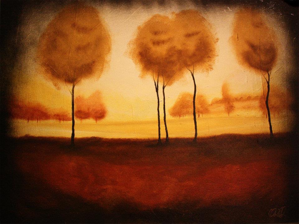 Acrylic landscape sponge art with a creepy, ominous vibe. "Counting Bodies Like Sheep" represents the empty, blank feeling after the 3 day battle in the fields of Gettysburg. 