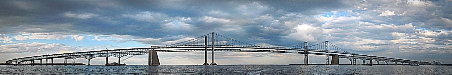 Panoramic photo of the Chesapeake Bay Bridge