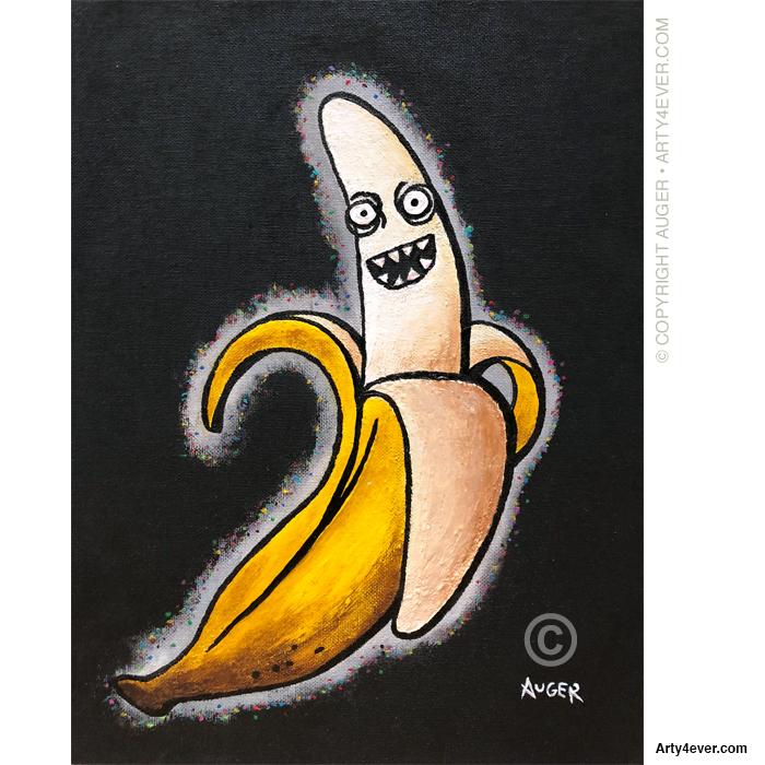 Berserk... out of control with anger or excitement; wild or frenzied
Banana... a long curved fruit which grows in clusters and has soft pulpy flesh and yellow skin when ripe