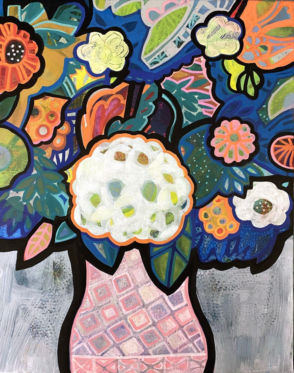 I'm going thru a faze where I am captured by the idea of the vase and it's life supporting ability by holding water for cut flowers. The vessel that in a sense is us - our bodies are the vessel and the flowers symbolize our lives which from the outside is beautiful and temporary as long as there is fresh water to sustain the flowers.