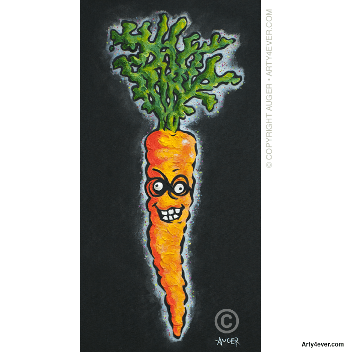 Crazy... mentally deranged, especially as manifested in a wild or aggressive way
Carrot... a tapering orange-colored root eaten as a vegetable