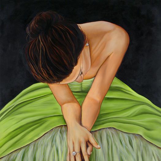 Oil on gallery wrap canvas 39" x 39" giclee of the original. It was Teri's first piece in her figure study collection. More artwork can be seen at www.rizzuttifineart.com.