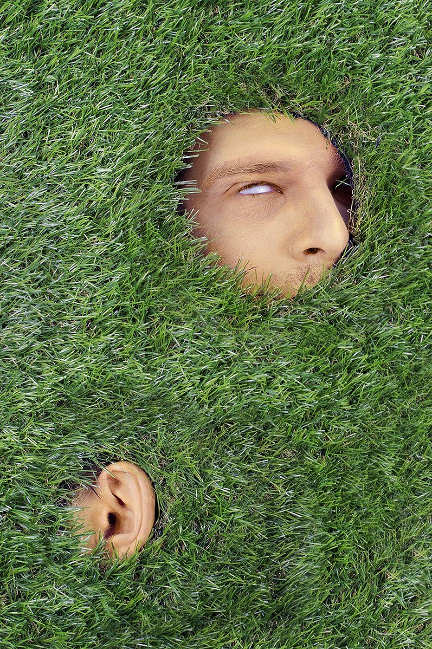 Digital photograph, set design made from astroturf. 