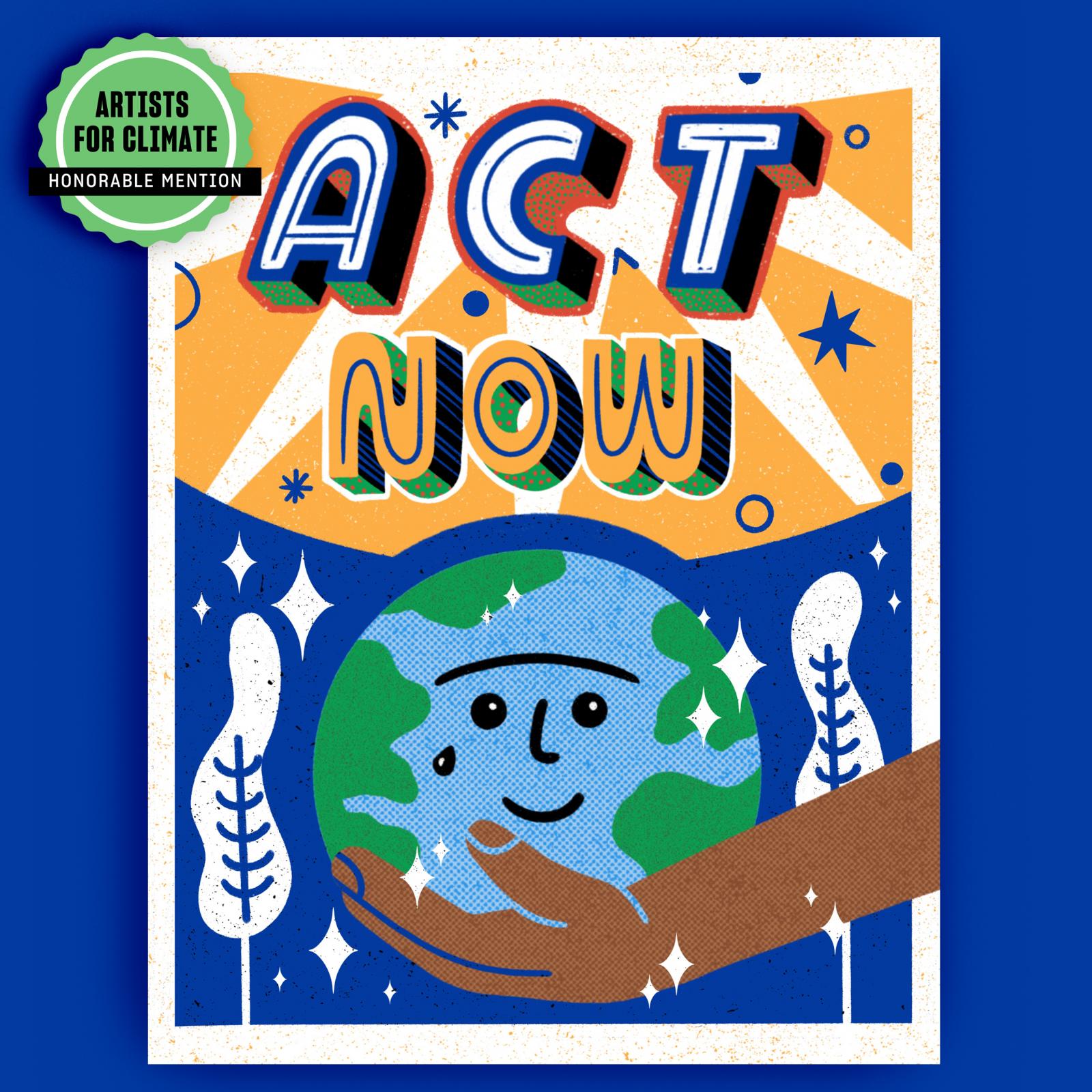 Artwork selected as a Honorable Mention by TED Countdown and Fine Acts. This artwork is part of Artists for Climate - a unique collection of open-license visuals that inspire climate action. A creative collaboration between Fine Acts and TED Countdown. Learn more at ArtistsForClimate.org

Learn more, download and use this artwork:
https://thegreats.co/artworks/act-now-for-our-planet