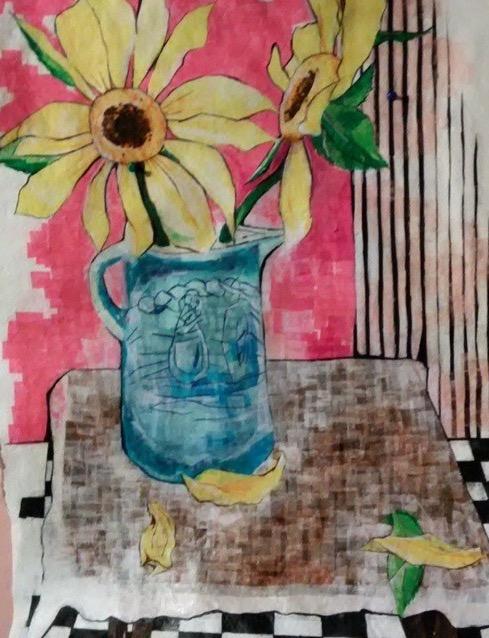Tissue paper on canvas