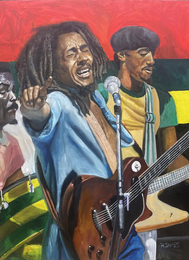 A imaginary scene of the legendary Bob Marley & the Wailers