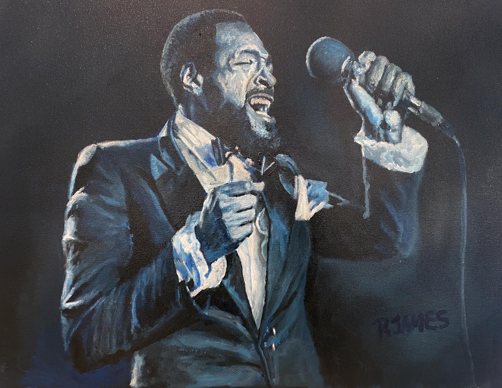 Acrylic painting of legendary Marvin Gaye