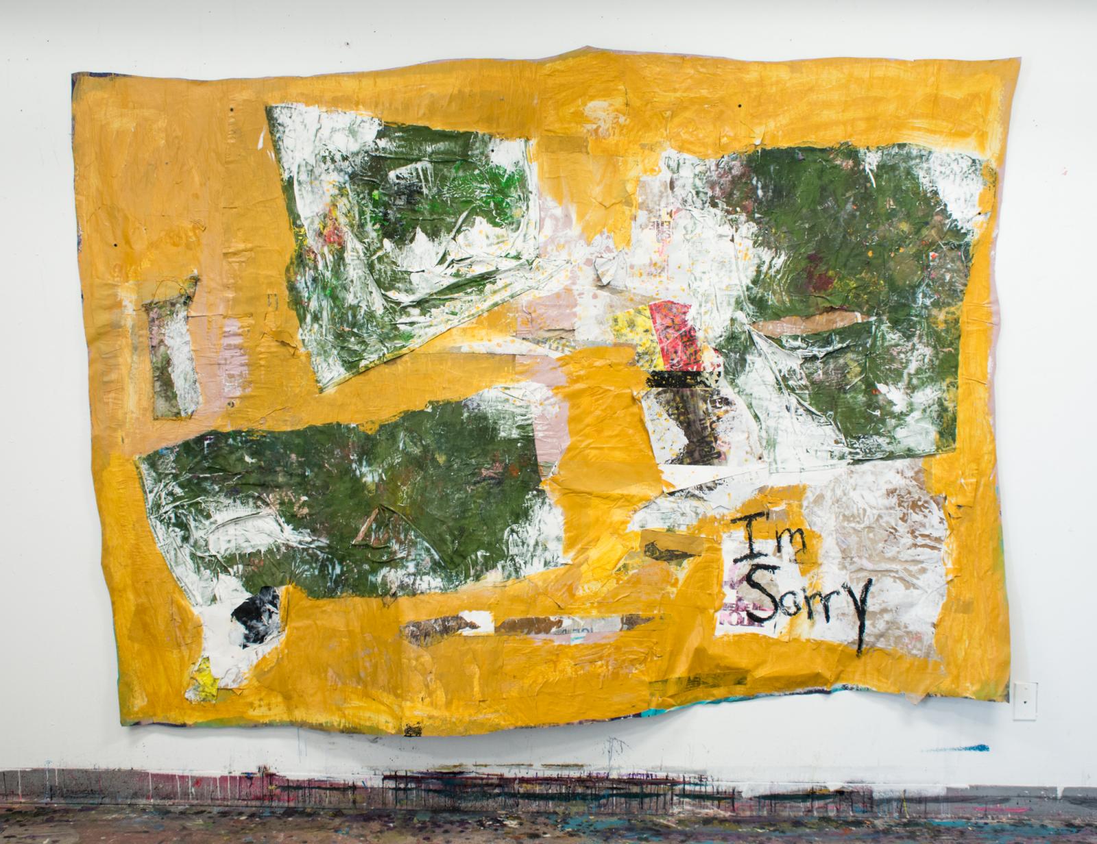 The push and pull of paper and fabric allows for the work to both contain its shape but also create a strong shell like structure. With this work I look at it as an example of ways to construct surfaces that can be peeled and moves upon surfaces like walls or ceiling.