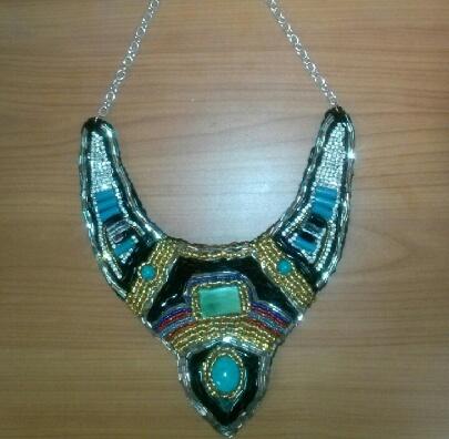 A custom beaded embroidery necklace handmade by Kischenna L. Coley
