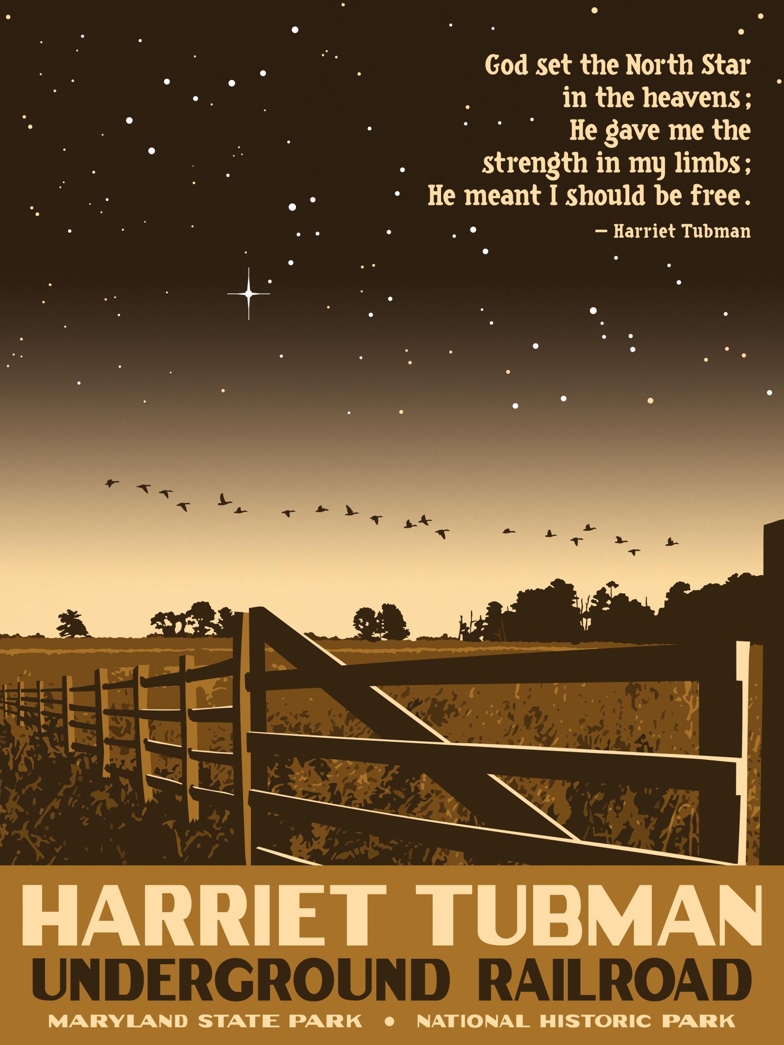 Silkscreen print celebrating Harriet Tubman Underground Railroad Visitor Center