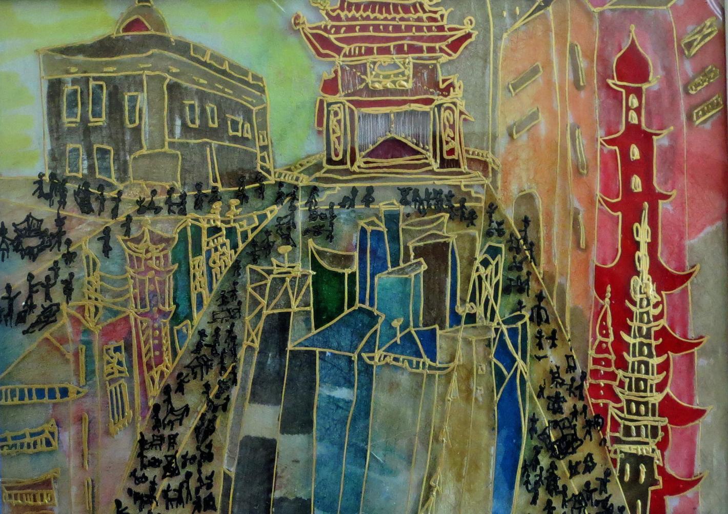 Oil based ink pens on graphix plastic. 