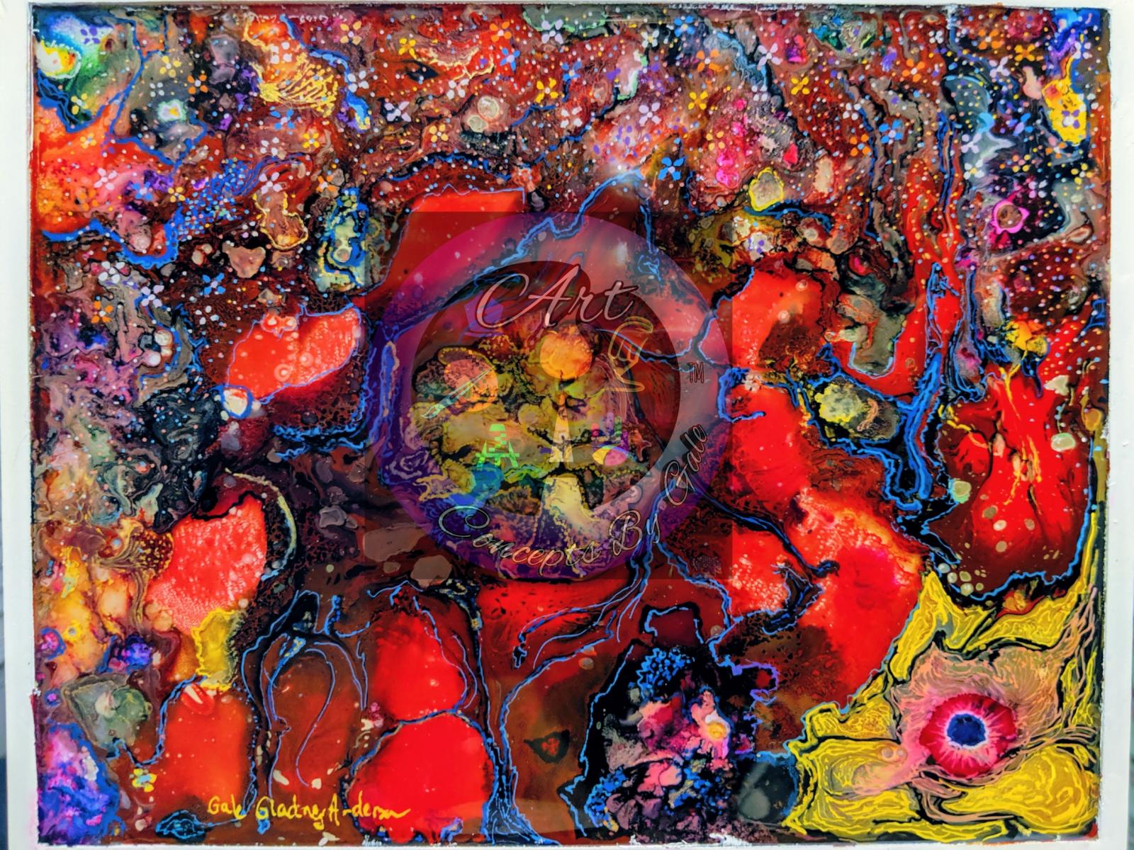 Acrylic and resin on wooden cradle board