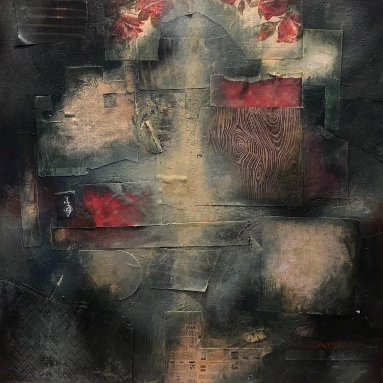 A piece of my current project, "Purge," a fresh series of abstract mixed media paintings. I’m taking back art as a form of play and expression, breathing new life into old materials that have been gathering over the past ten years, about the same amount of time since I graduated from college and set foot into the workforce.