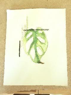 Watercolor and embroidery thread
