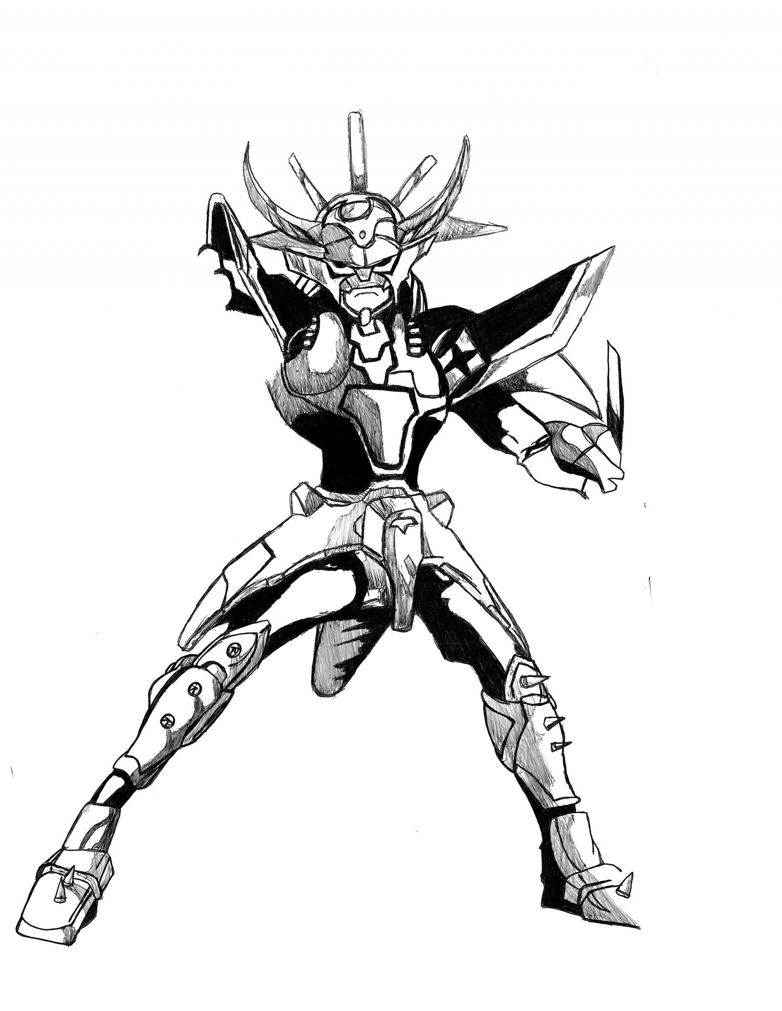 Hand Drawn White Ronin Warrior 